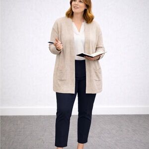 Gloria Vanderbilt Beige Open-Front Cardigan Sweater XL | Business Casual